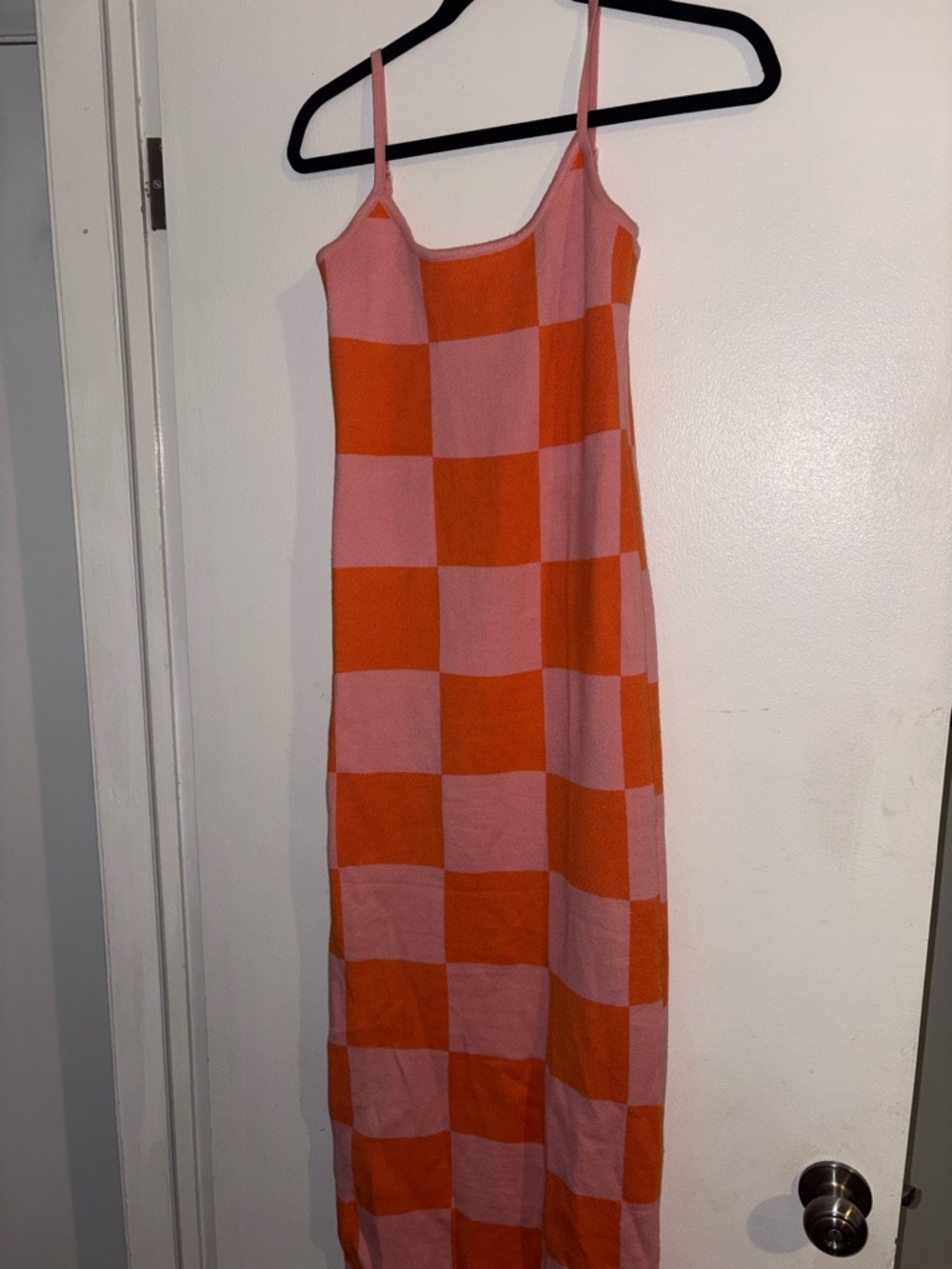 Amazon Pink and Orange Checkered Slip Dress - Picture 2 of 2